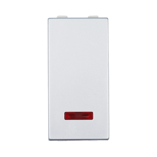 LK45 Переключатель с двух мест, с индикатором 45х22,5мм (схема 6L) 16 A, 250 B (серебристый металлик)