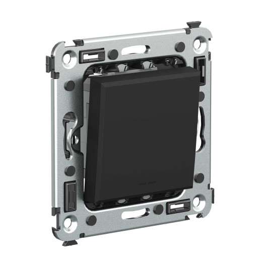 Переключатель одноклавишный в стену, Avanti, черный матовый