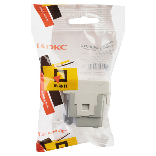 Розетка с крышкой модульная, 2P+E, с з/ш, Avanti, белое облако, 2 модуля