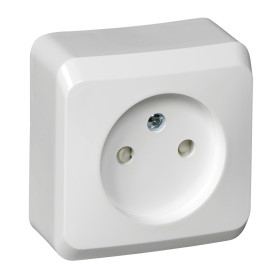 Systeme Electric Этюд наруж Бел Розетка 1-ая б/з со шторками