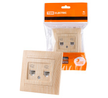 TDM Розетка двойная телефонная RJ11 сосна 