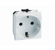 DKC Brava Электрическая розетка, с заземлением, со шторками, слон. кость, 2мод.