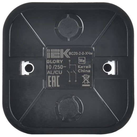 GLORY Выключ. 2-кл. о/у 10А ВС20-2-0-ХЧм черн. м. IEK