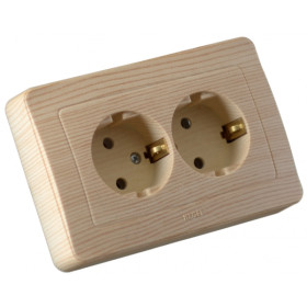 Hegel Мастер внутр Сосна РС16-351-02 Розетка с/з двойная