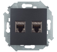 Simon 15 Графит Розетка компьютерная двойная 2хRJ45 кат.6A (АМР, FTP)