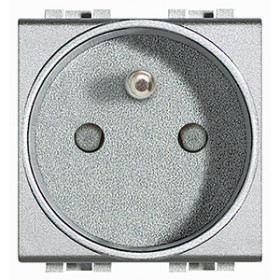 BT Розетка 2П + заземление 10А/16А 250в с защитными шторками 2 модуля Французский стандарт.