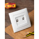 Валенсия розетка RJ-45+RJ11 2-местная белая EKF PROxima