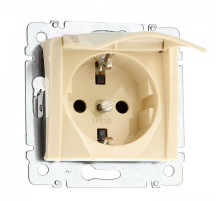 Legrand DIY Valena Крем Розетка 1-ая с/з с крышкой.