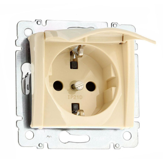 Розетка с заземлением - Legrand Valena - со шторками с защитной крышкой 16А 250В винтовые зажимы - слоновая кость