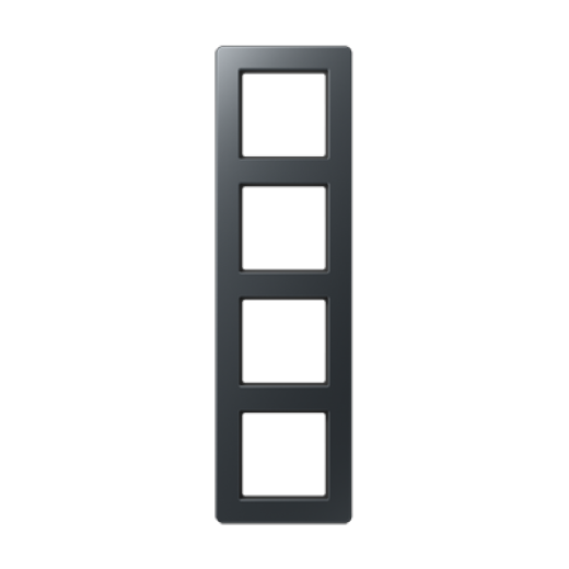 Рамка для вертикальной и горизонтальной установки, 4 поста, термопласт, матовый антрацит, A FLOW