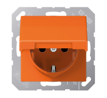 JUNG Штепсельная розетка SCHUKO 16A 250V~ с крышкой и защитой от детей оранжевая