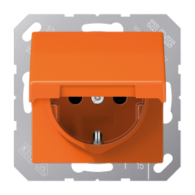 JUNG Штепсельная розетка SCHUKO 16A 250V~ с крышкой и защитой от детей оранжевая