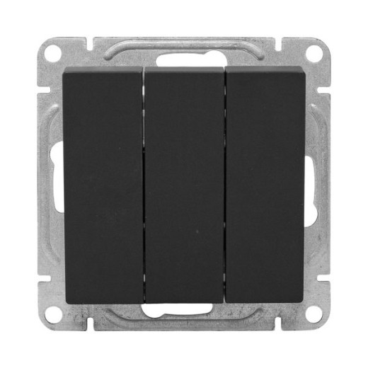 Механизм выключателя, трёхклавишный, чёрный Эпика EKF