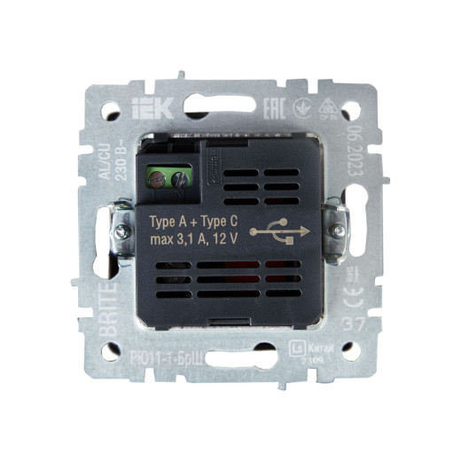 BRITE Роз. USB A+C 18Вт РЮ11-1-БрШ шамп. IEK