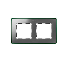 Simon 82 Detail Холодный Алюминий, зеленое основание Рамка 2-ая