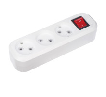 REXANT Колодка 3 гнезда с кнопкой без заземления.