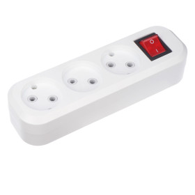 REXANT Колодка 3 гнезда с кнопкой без заземления.