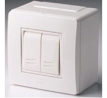 DKC Коробка в сборе с 2-клавишным выключателем, белая
