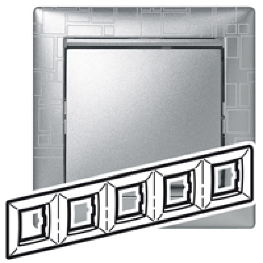 Рамка 5 постов - Legrand Valena - алюминий модерн