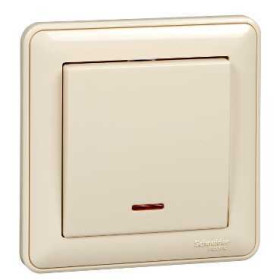 Systeme Electric Wessen 59 Беж Выключатель 1-клавишный с подсветкой 10А (в сборе)