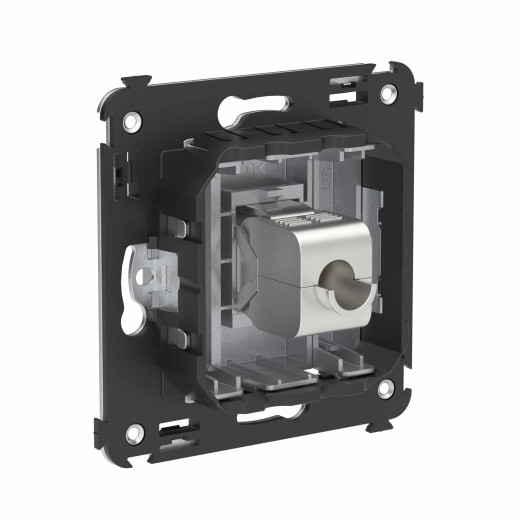 Компьютерная розетка RJ-45 без шторки в стену, кат.6А одинарная экранированная, Avanti, закаленная сталь