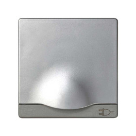 Simon 82 Алюминий Накладка розетки 1-ая с/з с крышкой
