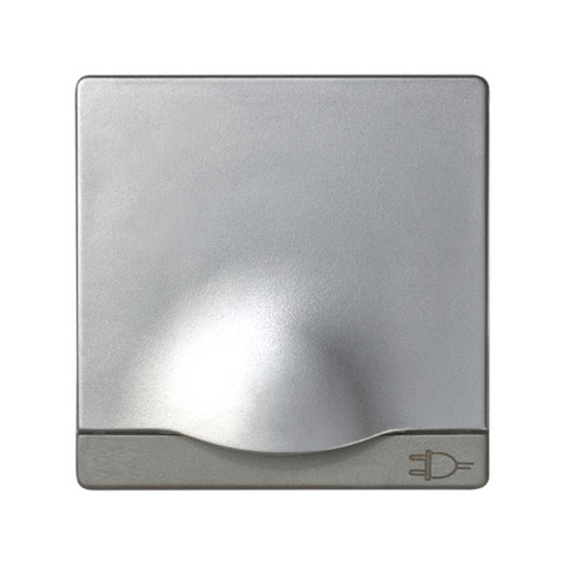 Simon 82 Алюминий Накладка розетки 1-ая с/з с крышкой