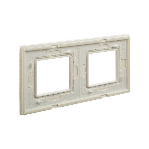 Рамка из натурального стекла 2 поста (4 мод.), Avanti, белая