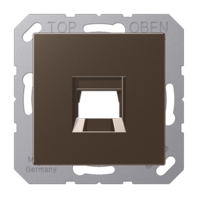 JUNG Kрышка для 1-го разъема без видимого винта подпружиненная шторка термопласт мокка