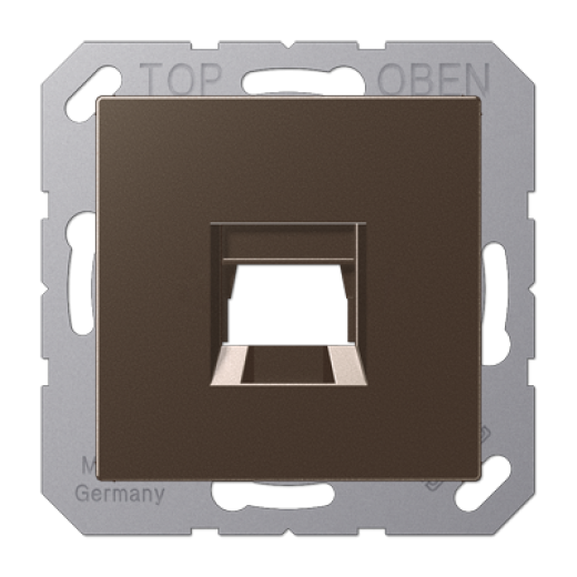 Kрышка для 1-го разъема, без видимого винта, подпружиненная шторка, термопласт, мокка