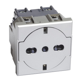 BT Axolute Алюминий Розетка 2К+З 16А 250В, немецкого/итальянского стандартов,с плоской лицевой панелью.