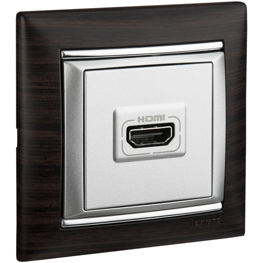 Рамка 1 пост - Legrand Valena - темное дерево/серебряный штрих