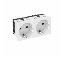 OBO Bettermann Розетка силовая 0° двойная 2х2К+З, 2 модуля Modul45, 45х90 мм, со шторками, 16А 250В белая