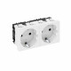 Розетка силовая 0° двойная 2х2К+З, 2 модуля Modul45, 45х90 мм, со шторками, 16А 250В белая