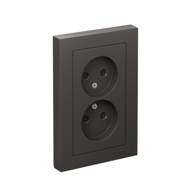 Systeme Electric AtlasDesign Базальт Розетка двойная б/з со шторками,16А, в сборе