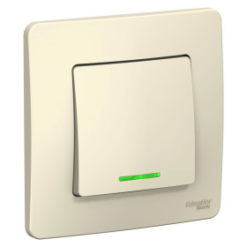 Systeme Electric Blanca внутр Молочный Переключатель 1-клавишный с подсветкой, 10А,250B