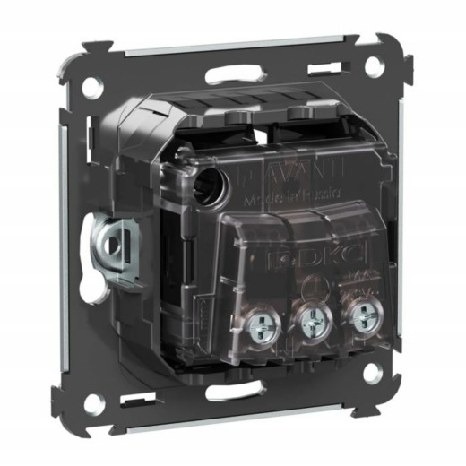 Розетка в стену, 2P+E, с з/ш, Avanti, черный квадрат