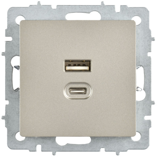 BRITE Роз. USB A+C 45Вт высокоск. зар. РЮ11-2-БрШ шамп. IEK