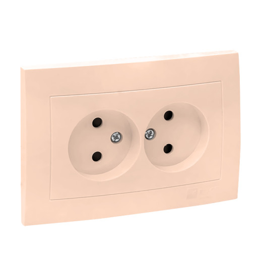 Валенсия розетка 2-местная б/з 10А кремовая с защ. штор. EKF PROxima