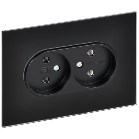 IEK SKANDY Черный Розетка 2-ая б/з для плоской вилки 10А SK-R03Bl