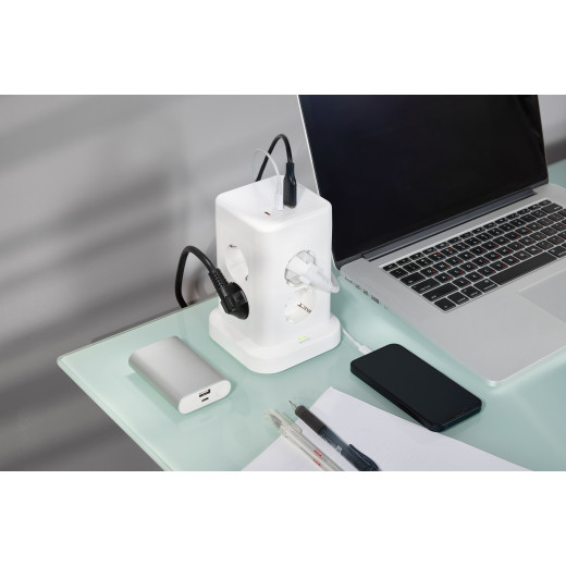 DOMINIC Удлинитель У08K 1,5м 3х1мм2 USB A+C 20Вт бел IEK