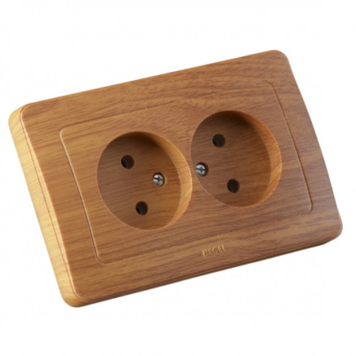 РС16-341-05 Розетка скрытой установки, двухместная, цвет дуб