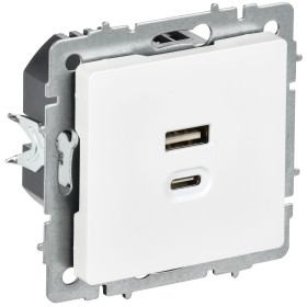 IEK BRITE Роз. USB A+C 45Вт высокоск. зар. РЮ11-2-БрАБ а/б