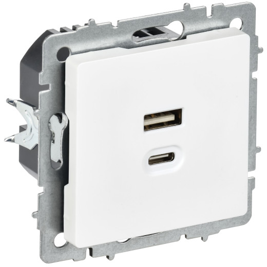 BRITE Роз. USB A+C 45Вт высокоск. зар. РЮ11-2-БрАБ а/б IEK