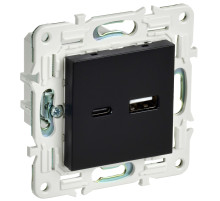 IEK SKANDY Черный Розетка USB A+C 18Вт SK-R13Bl