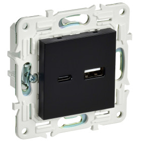 IEK SKANDY Черный Розетка USB A+C 18Вт SK-R13Bl