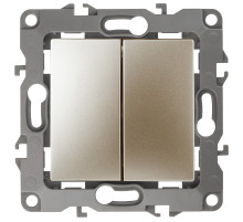 ЭРА 12-1104-04 Выключатель двойной, 10АХ-250В, IP20, Эра12, шампань (10/100/3200)