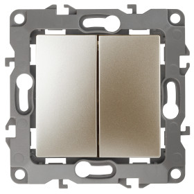 ЭРА 12-1104-04 Выключатель двойной, 10АХ-250В, IP20, Эра12, шампань (10/100/3200)