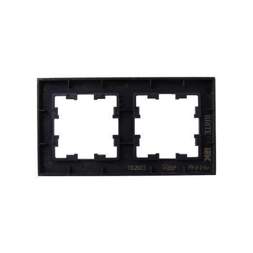BRITE Рамка 2-мест. РУ-2-2-Бр стекло черн. матовый IEK