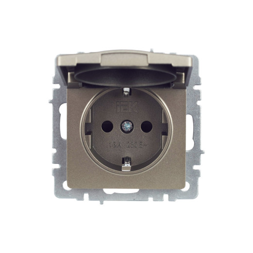 BRITE Роз. с з/к/ш с кр. 16А IP44 РСбш10-3-44-БрШ шамп. IEK